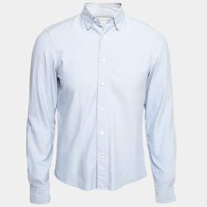 Brunello Cucinelli Blue Cotton Button Down Leisure Fit Shirt S