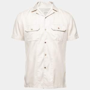Brunello Cucinelli Beige Cotton Leisure Fit Short Sleeve Shirt M