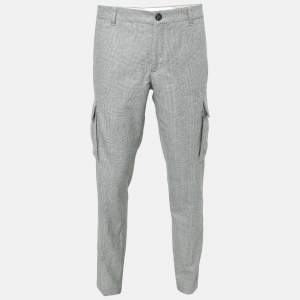 Brunello Cucinelli Grey Checked Wool Patch Pocket Detail Pants XL