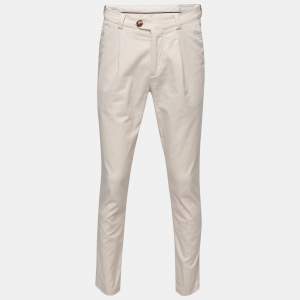 Brunello Cucinelli Cream Cotton Straight Fit Pants S