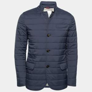 Brunello Cucinelli Navy Blue Synthetic Quilted Jacket XS   