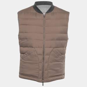 Brunello Cucinelli Grey Wool & Cotton Reversible Jacket Vest M