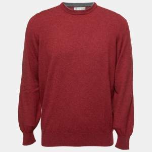 Brunello Cucinelli Light Burgundy Cashmere Crew Neck Jumper XL
