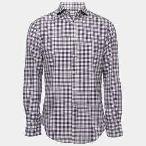 Brunello Cucinelli Multicolor Plaid Cotton Full Sleeve Slim Fit Shirt M