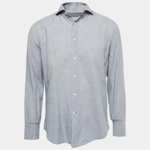 Brunello Cucinelli Grey Cotton Button Down Shirt M