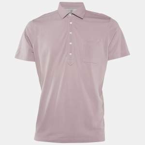 Brunello Cucinelli Mauve Cotton Pique Slim Fit Polo T-Shirt L