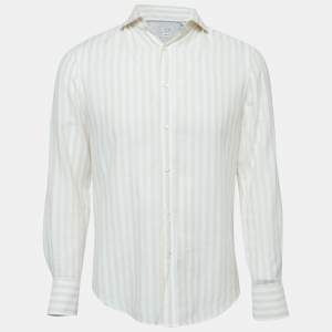 Brunello Cucinelli Beige Striped Cotton Shirt S
