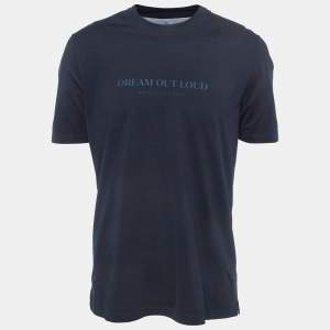 Brunello Cucinelli Navy Blue Printed Cotton T-Shirt XL