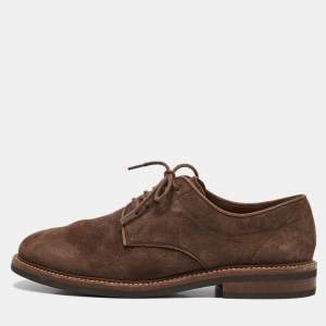 Brunello Cucinelli Brown Suede Beaver Lace Up Derby Size 41