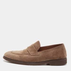 Brunello Cucinelli Brown Suede Penny Slip On Loafers Size 40