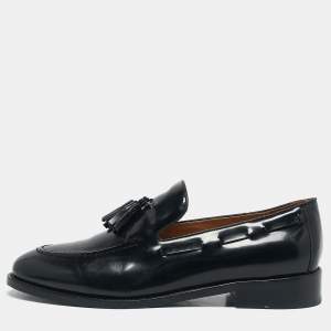 Brunello Cucinelli Black Leather Tassel Loafers Size 42
