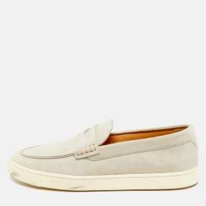 Pre Owned Brunello Cucinelli Grey Suede Slip On Loafers Size 43