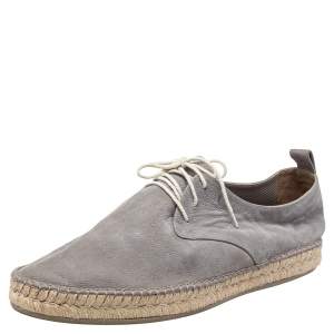 Brunello Cucinelli  Grey Nubuck Lace Up Espadrille Size 45  