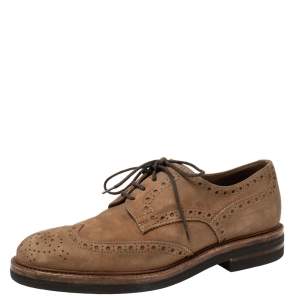 Brunello Cucinelli Brown Brogue Leather Lace Up Derby Size 41