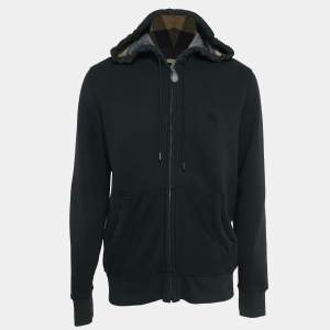 Burberry Brit Black Knit Zip-Up Hooded Sweatshirt XL