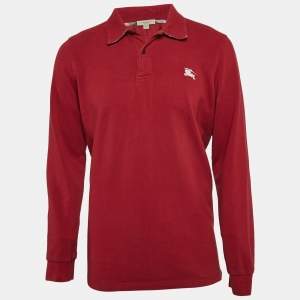 Burberry Brit Red Logo Embroidered Cotton Pique Polo T-Shirt XL