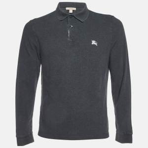 Burberry Brit Grey Cotton Long Sleeve Polo T-Shirt L