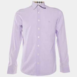Burberry Brit Lilac Pin Striped Cotton & Linen Long Sleeve Shirt M