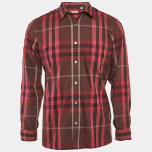 Burberry Brit Pink/Multicolor Tartan Check Cotton Button Front Shirt L