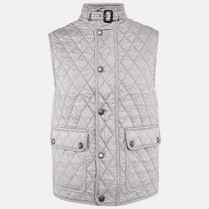 Burberry Brit Grey Quilted Nylon Haymarket Vest S