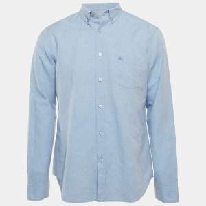 Burberry Brit Blue Cotton and Linen Button Down Shirt L