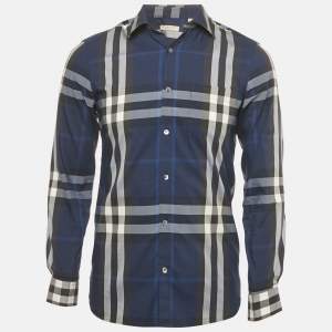 Pre Owned Burberry Brit Blue House Check Cotton Long Sleeve Shirt S
