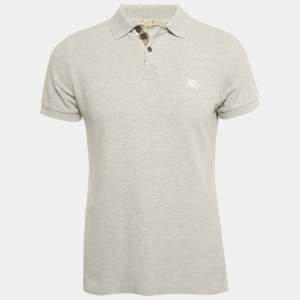 Pre Owned Burberry Brit Grey Logo Embroidery Cotton Pique Polo T-Shirt S