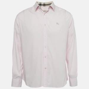 Pre Owned Burberry Brit Pink Logo Embroidered Cotton Shirt XL 