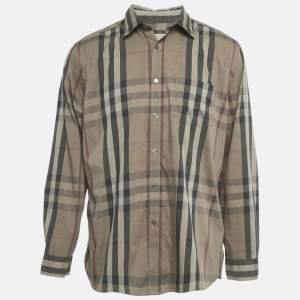 Pre Owned Burberry Brit Brown Checks Cotton Long Sleeve Shirt XXL