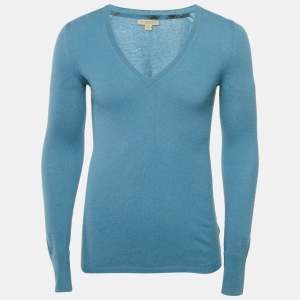 مملوكة مسبقًا Burberry Brit Blue Cashmere Knit V-Neck Sweater S