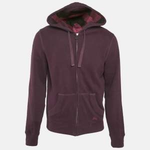 مملوكة مسبقًا جاكيت بربري بريت قطني بنفسجي بسحاب مقاس متوسط