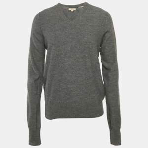 مملوكة مسبقًا Burberry Brit Grey Wool Knit Elbow Patch Sweater M