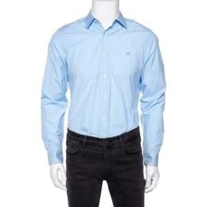 Burberry Brit Blue Cotton Long Sleeve Button Front Shirt M