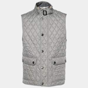 Burberry Brit Grey Quilted Sleeveless Haymarket Vest M