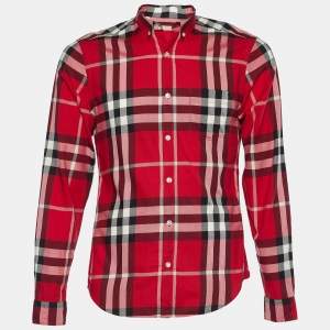 Burberry Brit Red Check Print Cotton Button Front Shirt S