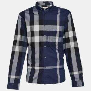 Burberry Brit Blue Checked Cotton Button Down Shirt XXXL