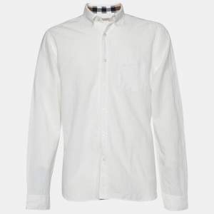 Burberry Brit White Cotton & Linen Pocketed Button Front Shirt XXL