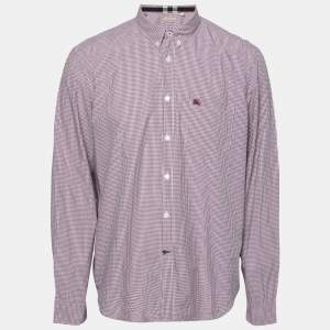 Burberry Brit Red Checkered Pattern Cotton Button Front Shirt XXL
