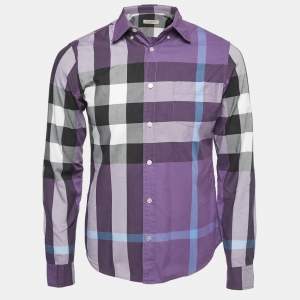 Burberry Brit Purple Checked Cotton Button Down Shirt S