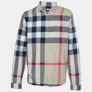 Burberry Brit Beige Giant Check Cotton Long Sleeve Shirt 3XL