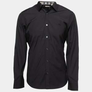 Burberry Brit Black Stretch Cotton Button Front Shirt L