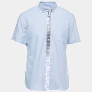 Burberry Brit Light Blue Cotton Button Down Half Sleeve Shirt L