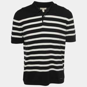 Burberry Brit Black Striped Knit Polo T-Shirt L