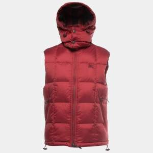 Burberry Brit Red Nylon Hooded Puffer Vest L