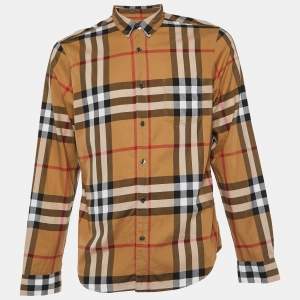 Burberry Brit Beige Nova Check Cotton Button Front Shirt L
