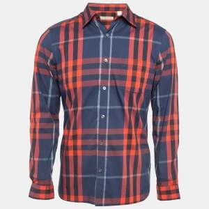 Burberry Brit Red/Blue Checked Cotton Long Sleeve Shirt M
