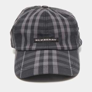 Burberry Black Smoked Check Canvas Baseball Cap One Size