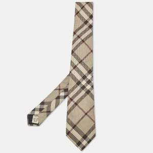 Burberry London Beige Nova Checks Silk Tie 