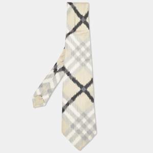 Burberry London Beige/Grey Nova Check Silk Tie 
