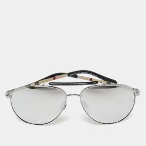 Burberry Grey/Black Polarized Aviator Sunglasses